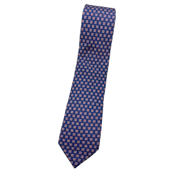 NWT VINEYARD VINES Men's 100% Silk Necktie DESIGNER Blue Red Monogram NY W:3.5"